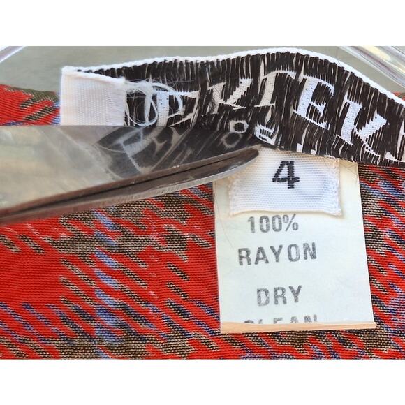 Vintage Jackie Bernard Eklektic Red Plaid Crepe Pleats Midi Dress Sailor Size 4 - Picture 8 of 13